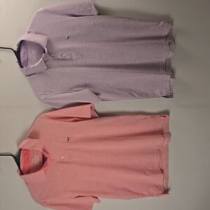 Vineyard Vines Edgartown Polo Shirt Lot 2 Mens Sz S Pink, Purple Short Sleeve
